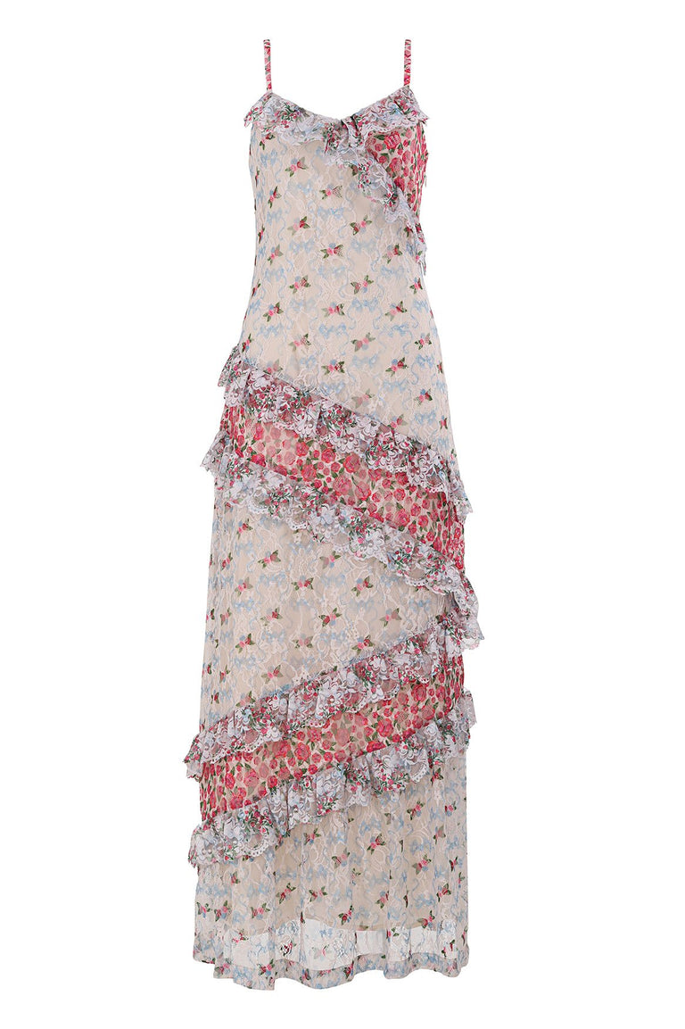 alma floral print tulle maxi dress Agua Bendita: Alana Maxi Dress (20593) S